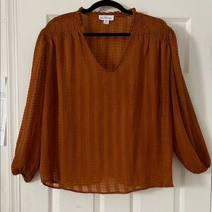 Line & Dot Women's Elegant Brown Blouse